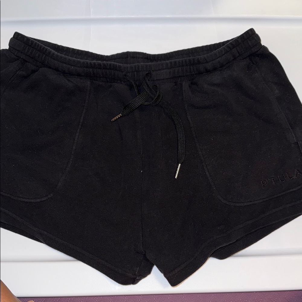 P'tula Black Athletic Shorts with Elastic Waistband